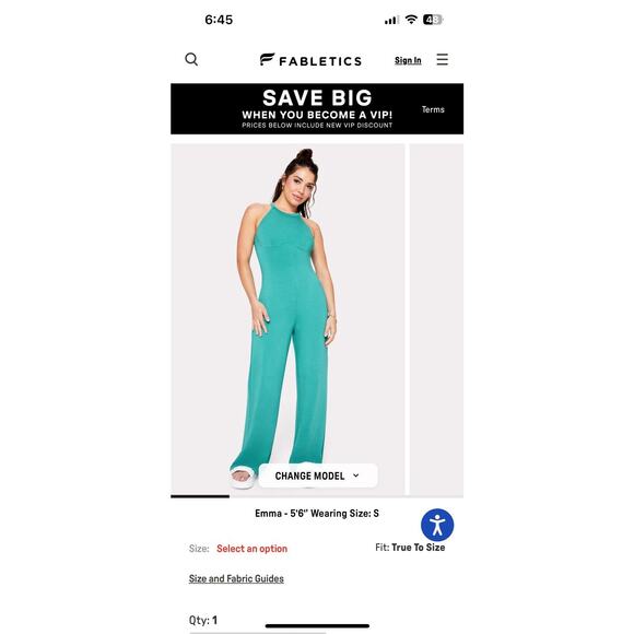 Fabletics Smooth As Hell Mock Neck Halter Jumpsuit Teal Sz XL NWT RETAIL $89.95 - Picture 15 of 15
